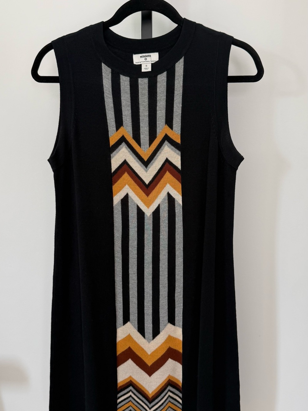 Missoni by Target Striped Knit Sleeveless Dress in Black and Gray